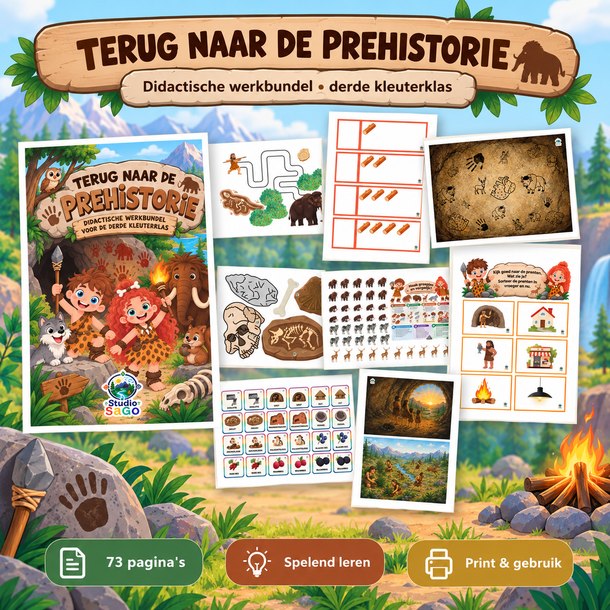 Voorblad van Terug naar de prehistorie - derde kleuterklas